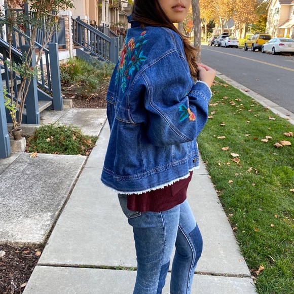 Embroidered Dolman Denim Jacket - Picture 7 of 10